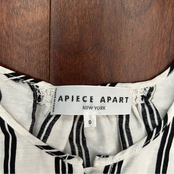 Apiece Apart Nueva Augustina Tunic, Black and White Striped Linen & Silk, Size 0 - Picture 14 of 16
